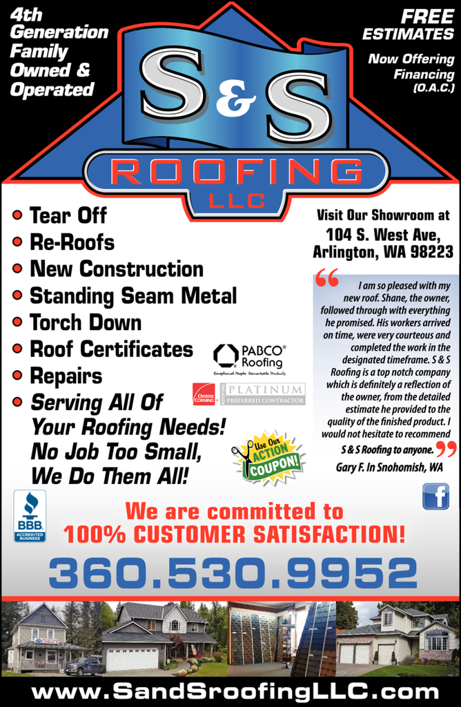Print Ad of S & S Roofing Llc