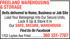 Print Ad of Freeland Warehousing & Storage