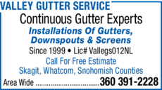 Print Ad of Valley Gutter Service