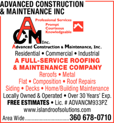 Print Ad of Advanced Construction & Maintenance Inc