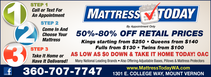 Print Ad of Mattress Today Mount Vernon Inc