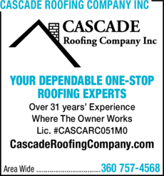 Print Ad of Cascade Roofing Company Inc