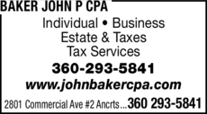 Print Ad of Baker John P Cpa