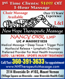 Print Ad of New Hope Therapeutic Massage