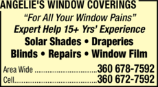 Print Ad of Angelie's Window Coverings