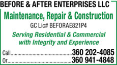 Print Ad of Before & After Enterprises Llc