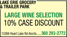 Print Ad of Lake Erie Grocery & Trailer Park