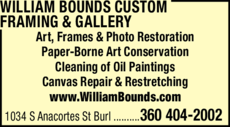 Print Ad of William Bounds Custom Framing & Gallery