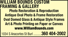 Print Ad of William Bounds Custom Framing & Gallery