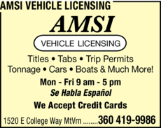 Print Ad of Amsi Vehicle Licensing