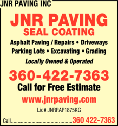 Print Ad of Jnr Paving Inc