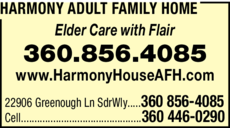 Print Ad of Harmony Adult Family Home