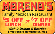 Print Ad of Moreno's Family Mexican Restaurant