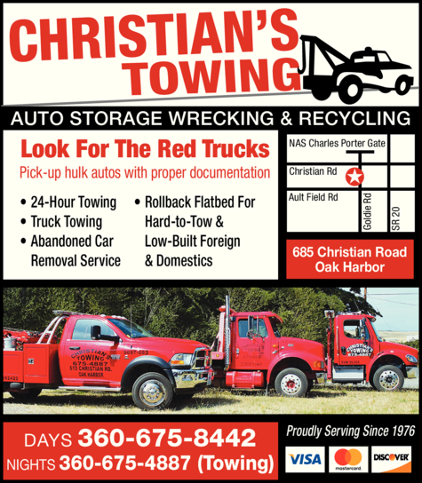 Print Ad of Christian's Towing Auto Storage Wrecking & Recycling Llc