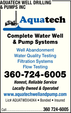 Print Ad of Aquatech Well Drilling & Pumps Inc