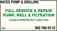 Print Ad of Hayes Pump & Drilling