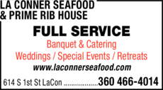 Print Ad of La Conner Seafood & Prime Rib House